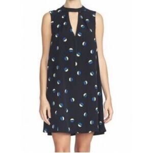 Nordstrom 1 State Black Purple Hexagon Geometric Pattern Shift Dress Small